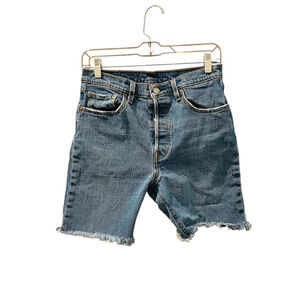 Levi Strauss 501 Cut Off Denim Jean Button Fly Shorts Size 28 Waist Med Wash